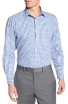 Men's Nordstrom Men's Shop Tech-smart Traditional Fit Stretch Plaid Dress Shirt 32/33 - Blue