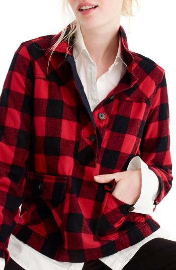 Women's J.crew Buffalo Check Shirt Jacket, Size - Red