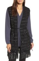 Women's Nic+zoe Fuse Faux Leather Fringe Vest - Black