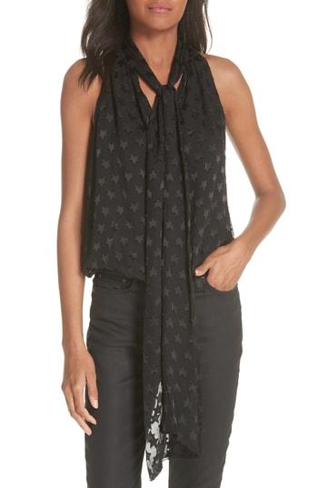 Women's Alice + Olivia Delphine Tie Neck Top - Black