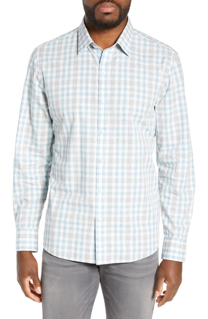 Men's Zachary Prell Regular Fit Plaid Sport Shirt - Blue