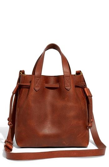 Madewell The Mini Pocket Transport Leather Drawstring Tote -