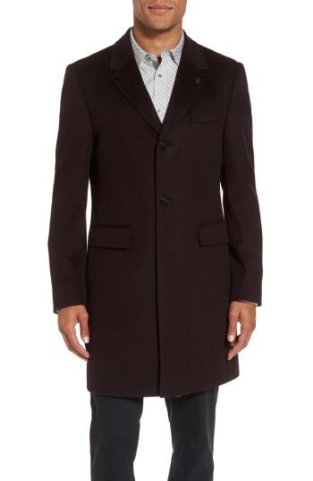 Men's Ted Baker London Endurance Wool & Cashmere Overcoat R - Purple