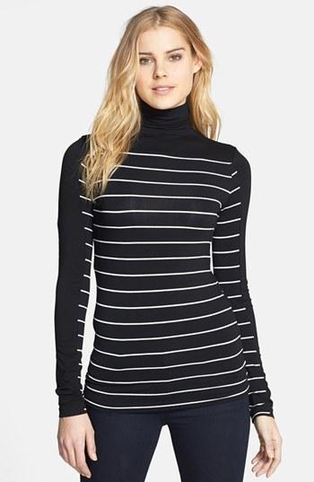 Vince Camuto Stripe Stretch Knit Turtleneck (petite) Rich