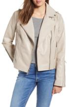 Women's Michael Michael Kors Classic Leather Moto Jacket - Beige