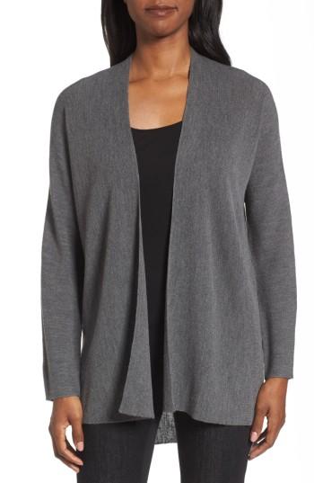 Women's Eileen Fisher Merino Wool Cardigan, Size - Grey