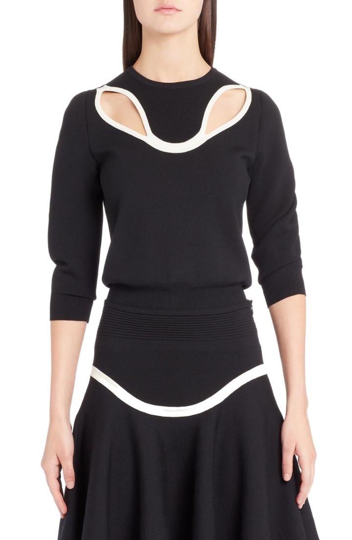 Women's Alexander Mcqueen Graphic Cutout Sweater