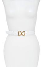 Women's Dolce & Gabbana Family Lux Metal Logo Buckle Leather Belt 0 - Biano/ Ottone