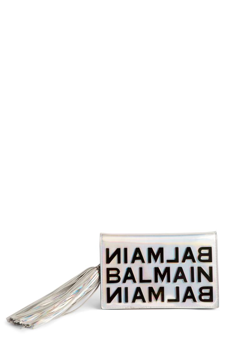 Balmain Mirrored Logo Leather Crossbody -