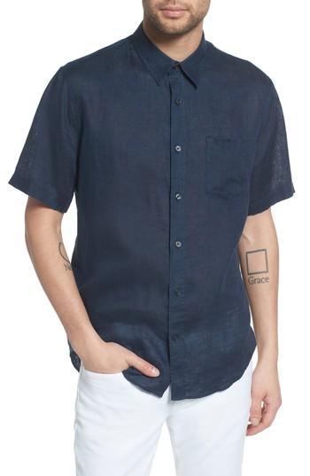Men's Vince Classic Fit Washed Short Sleeve Sport Shirt - Blue