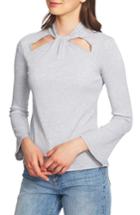 Women's 1.state Twist Neck Cutout Detail Rib Knit Top, Size - Grey