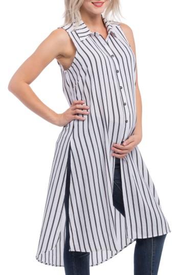 Women's Lilac Clothing Print Maternity Tunic, Size - White