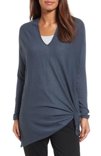Petite Women's Nic+zoe Essential Side Tie Top, Size P - Grey