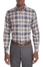 Men's Canali Regular Fit Plaid Dress Shirt - Brown