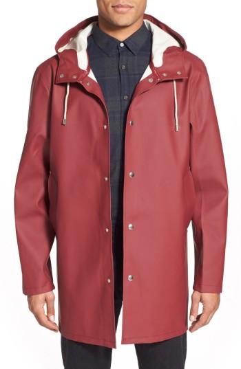 Men's Stutterheim Stockholm Waterproof Hooded Raincoat, Size - Burgundy
