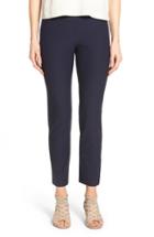 Petite Women's Eileen Fisher Stretch Crepe Slim Ankle Pants, Size P - Blue