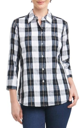 Women's Foxcroft Sue Shaped Fit Crinkle Plaid Shirt
