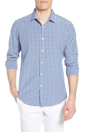 Men's Mizzen+main Hamilton Slim Fit Gingham Performance Sport Shirt - Blue