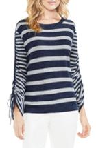 Women's Vince Camuto Drawstring Sleeve Stripe Sweater, Size - Blue