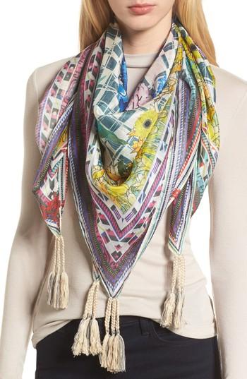 Women's Johnny Was Swag Tassel Trim Silk Scarf, Size - White