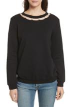 Women's Rebecca Minkoff Imitation Pearl Neckline Sweatshirt, Size - Black