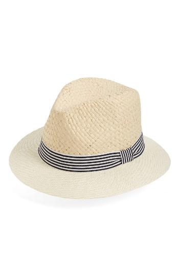 Women's David & Young Stripe Band Fedora - Beige