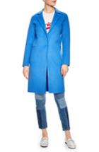 Women's Sandro Bleu Cerulean Wool Walking Coat Us / 34 Fr - Blue