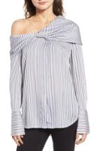 Women's Trouve Stripe One-shoulder Top, Size - Blue