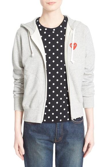 Women's Comme Des Garcons 'play' Cotton Zip Hoodie
