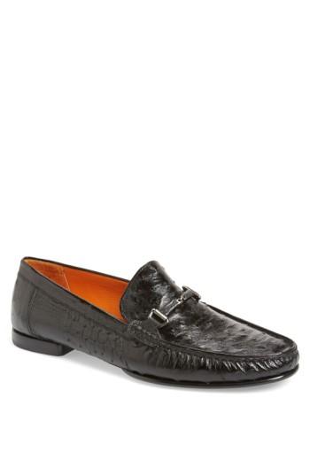 Men's Mezlan 'vittorio' Ostrich Leather Bit Loafer M - Black