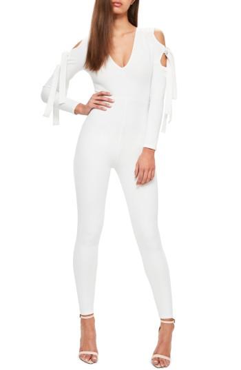 Women's Missguided Cold Shoulder Jumpsuit Us / 4 Uk - White