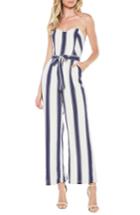 Women's Bardot Edie Stripe Strapless Jumpsuit - Blue