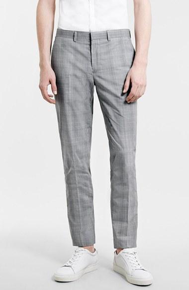 Topman Skinny Fit Plaid Suit Trousers