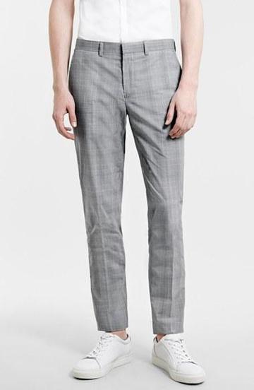 Topman Skinny Fit Plaid Suit Trousers