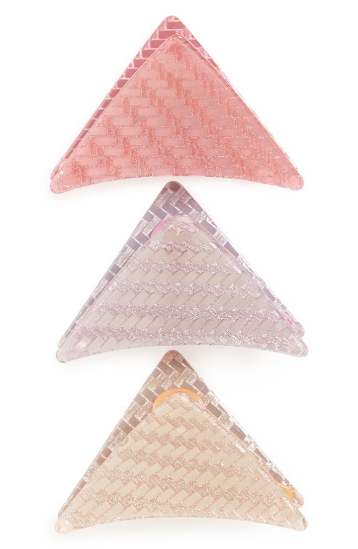 Ella Shea 3-pack Large Triangle Claw Clips, Size - Pink