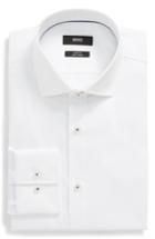 Men's Boss Jim Slim Fit Easy Iron Solid Dress Shirt .5 - White