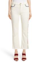 Women's Etro Embroidered Piping Crop Jeans - White