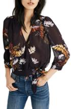 Women's Madewell Blooming Oasis Wrap Top, Size - Purple