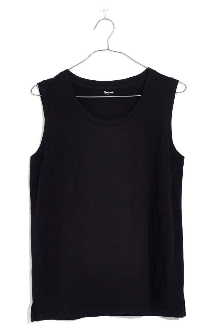 Women's Madewell Whisper Cotton Crewneck Muscle Tank - Black