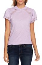 Women's Cece Lace Detail Cotton Blend Tee, Size - Purple