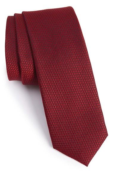 Men's Calibrate Seattle Textured Silk Tie, Size - Burgundy