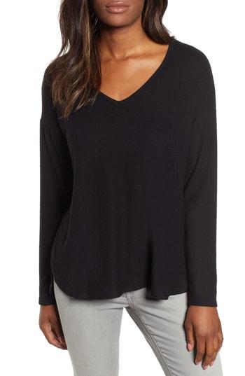 Women's Gibson Fleece V-neck Top - Black