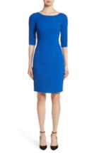 Women's Carmen Marc Valvo Double Face Wool Crepe Sheath Dress - Blue