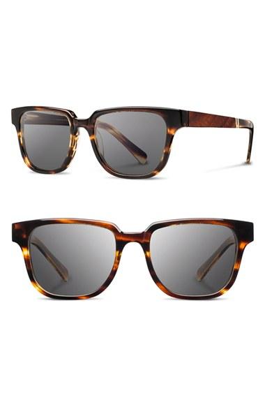 Men's Shwood 'prescott' 52mm Acetate & Wood Sunglasses - Tortoise/ Grey
