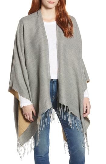 Women's Nordstrom Reversible Ruana, Size - Grey