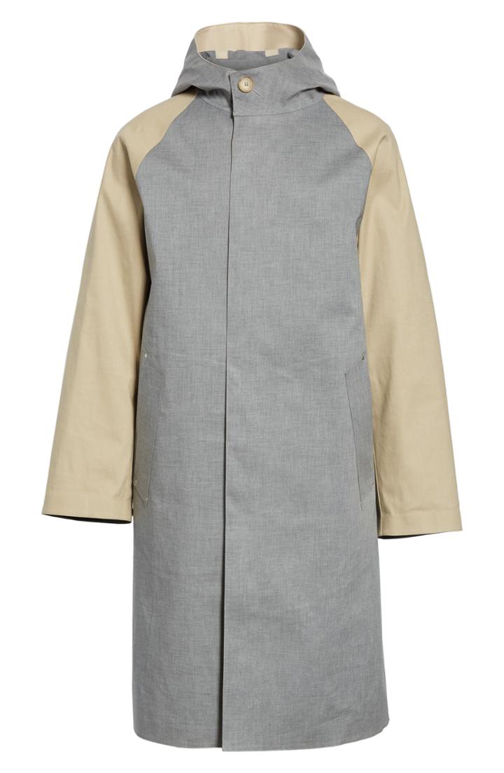 Men's Mackintosh Bonded Cotton Hooded Jacket - Grey