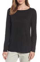 Women's Eileen Fisher Organic Linen Bateau Neck Sweater - Black