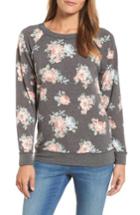 Women's Caslon Floral Print Sweatshirt - Grey