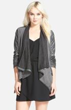Women's Blanknyc 'private Practice' Drape Front Mixed Media Jacket - Grey