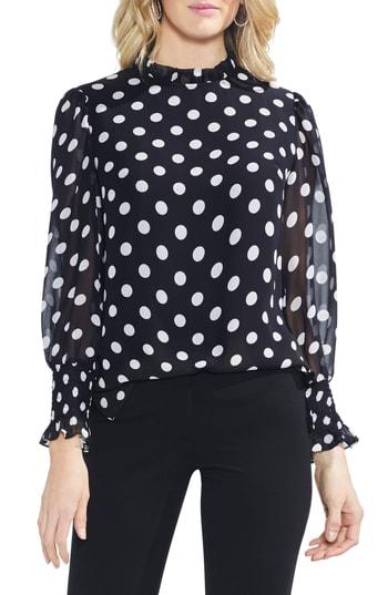 Women's Vince Camuto Spotlight Melody Smock Cuff Blouse, Size - Black